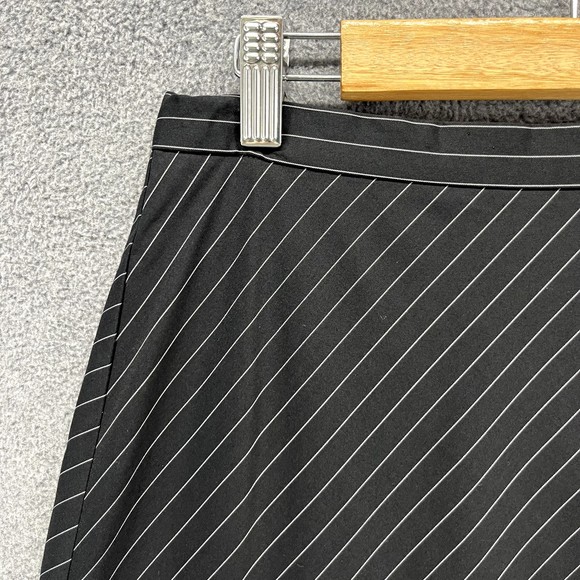 ANN TAYLOR Skirt Womens Size 2 Black Striped Embroidered Floral A-Line Wrap - Picture 2 of 13